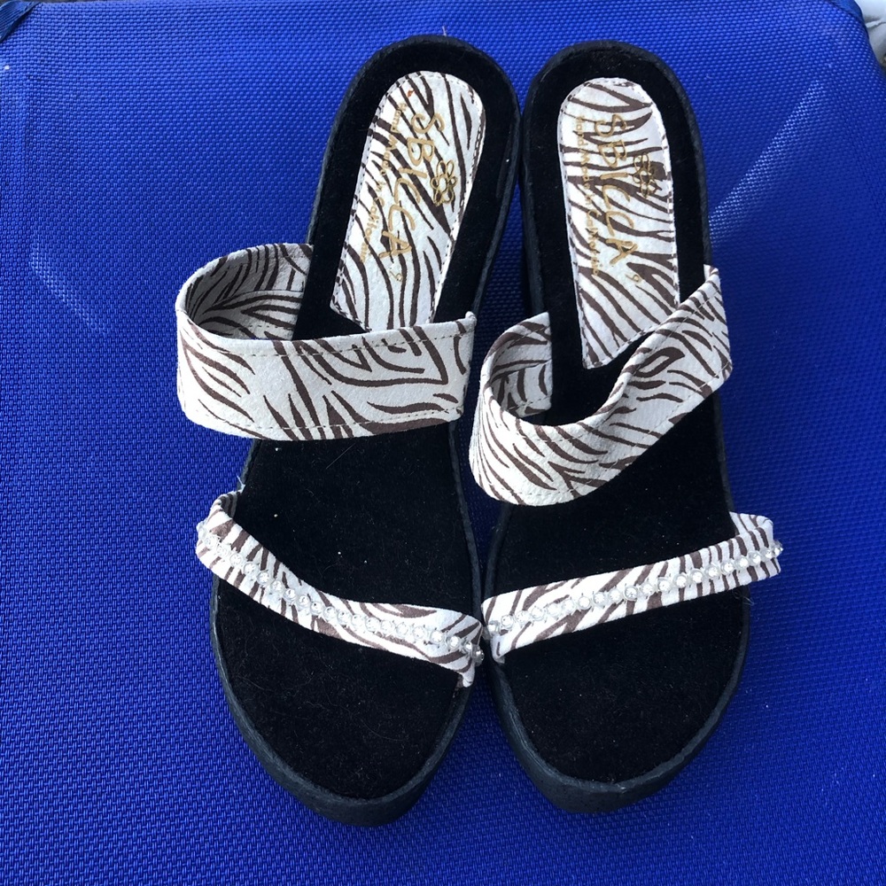 Sbicca Zebra Print wedge heel